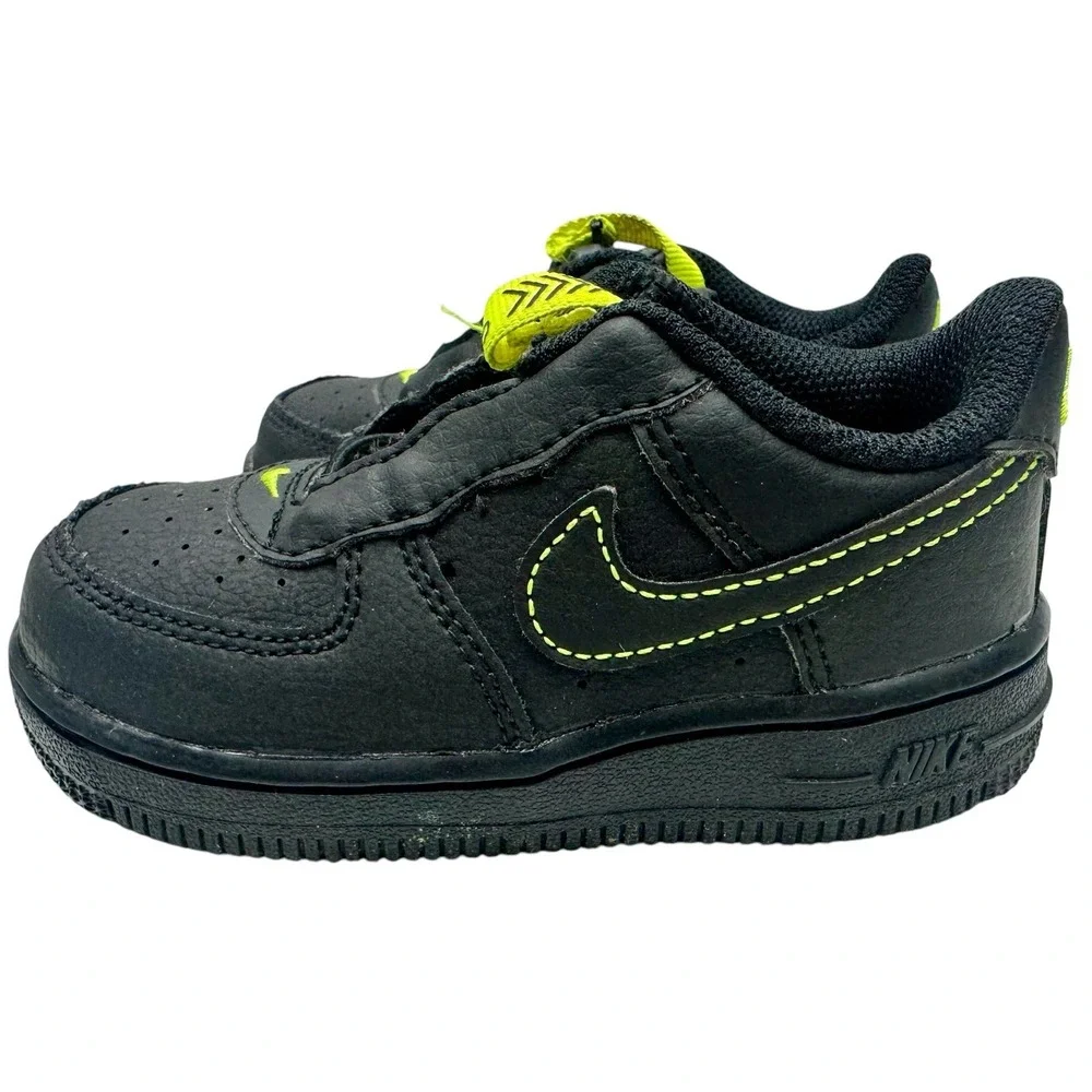 Nike Force 1 Toggle PS AF1‎ Black Volt Yellow 7C Kids Sneaker Shoe CU5287-002